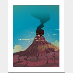 Volcano erupting Posters and Art